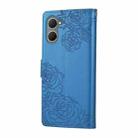 For vivo Y03 4G / Y18 / Y28s Rose Flower Embossed 3-Card Slots Leather Phone Case(Blue) - 3