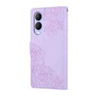 For vivo Y17s Rose Flower Embossed 3-Card Slots Leather Phone Case(Purple) - 3