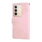 For vivo S16 / S16 Pro / V27 Rose Flower Embossed 3-Card Slots Leather Phone Case(Pink) - 3