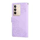 For vivo S16 / S16 Pro / V27 Rose Flower Embossed 3-Card Slots Leather Phone Case(Purple) - 3