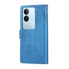 For vivo S17 / S17 Pro / S17t Rose Flower Embossed 3-Card Slots Leather Phone Case(Blue) - 3