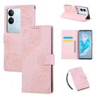 For vivo S17 / S17 Pro / S17t Rose Flower Embossed 3-Card Slots Leather Phone Case(Pink) - 1