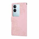 For vivo S17 / S17 Pro / S17t Rose Flower Embossed 3-Card Slots Leather Phone Case(Pink) - 3
