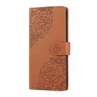 For vivo Y36 5G Global Rose Flower Embossed 3-Card Slots Leather Phone Case(Brown) - 2