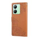 For vivo Y36 5G Global Rose Flower Embossed 3-Card Slots Leather Phone Case(Brown) - 3