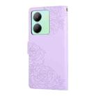 For vivo Y36 5G Global Rose Flower Embossed 3-Card Slots Leather Phone Case(Purple) - 3