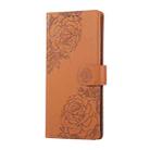 For vivo Y76s 5G / Y76 5G Rose Flower Embossed 3-Card Slots Leather Phone Case(Brown) - 2