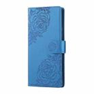 For vivo Y76s 5G / Y76 5G Rose Flower Embossed 3-Card Slots Leather Phone Case(Blue) - 2