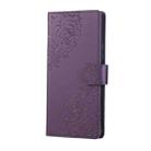 For vivo Y76s 5G / Y76 5G Rose Flower Embossed 3-Card Slots Leather Phone Case(Deep Purple) - 2