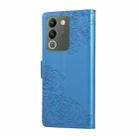 For vivo Y200 5G / V30 Lite Global Rose Flower Embossed 3-Card Slots Leather Phone Case(Blue) - 3