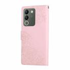 For vivo Y200 5G / V30 Lite Global Rose Flower Embossed 3-Card Slots Leather Phone Case(Pink) - 3