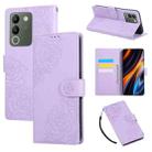 For vivo Y200 5G / V30 Lite Global Rose Flower Embossed 3-Card Slots Leather Phone Case(Purple) - 1