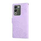 For vivo Y200 5G / V30 Lite Global Rose Flower Embossed 3-Card Slots Leather Phone Case(Purple) - 3
