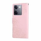 For vivo Y200 Pro 5G Rose Flower Embossed 3-Card Slots Leather Phone Case(Pink) - 3
