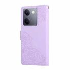 For vivo Y200 Pro 5G Rose Flower Embossed 3-Card Slots Leather Phone Case(Purple) - 3
