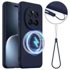 For Honor Magic7 Pro Shockproof Silicone Magsafe Phone Case(Navy Blue) - 1