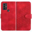 For TCL 305 / 306 / 30E / 30 SE YX0060 Elephant Head Embossed Phone Leather Case with Lanyard(Red) - 1