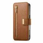 For iPhone 16 Pro Max Ring Zipper Wallet RFID Blocking MagSafe Leather Phone Case(Brown) - 2