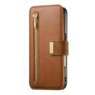 For iPhone 16 Ring Zipper Wallet RFID Blocking MagSafe Leather Phone Case(Brown) - 2