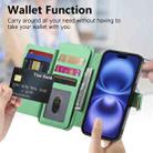For iPhone 15 Pro Max Ring Zipper Wallet RFID Blocking MagSafe Leather Phone Case(Green) - 3