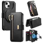 For iPhone 14 Ring Zipper Wallet RFID Blocking MagSafe Leather Phone Case(Black) - 1