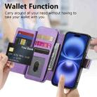 For iPhone 13 Ring Zipper Wallet RFID Blocking MagSafe Leather Phone Case(Purple) - 3