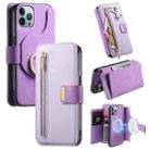 For iPhone 12 Pro Max Ring Zipper Wallet RFID Blocking MagSafe Leather Phone Case(Purple) - 1