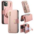 For iPhone 11 Pro Max Ring Zipper Wallet RFID Blocking MagSafe Leather Phone Case(Pink) - 1