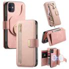 For iPhone 11 Ring Zipper Wallet RFID Blocking MagSafe Leather Phone Case(Pink) - 1