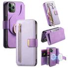 For iPhone 11 Pro Ring Zipper Wallet RFID Blocking MagSafe Leather Phone Case(Purple) - 1