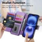 For iPhone 11 Pro Ring Zipper Wallet RFID Blocking MagSafe Leather Phone Case(Purple) - 3