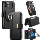 For iPhone 11 Pro Ring Zipper Wallet RFID Blocking MagSafe Leather Phone Case(Black) - 1