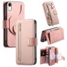 For iPhone XR Ring Zipper Wallet RFID Blocking MagSafe Leather Phone Case(Pink) - 1