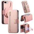 For iPhone 7 Plus / 8 Plus Ring Zipper Wallet RFID Blocking MagSafe Leather Phone Case(Pink) - 1