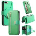 For iPhone 7 Plus / 8 Plus Ring Zipper Wallet RFID Blocking MagSafe Leather Phone Case(Green) - 1