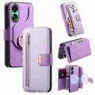 For OPPO A78 4G Ring Zipper Wallet RFID Blocking MagSafe Leather Phone Case(Purple) - 1