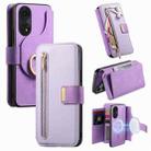 For OPPO Reno8 T 5G / A1 Pro Ring Zipper Wallet RFID Blocking MagSafe Leather Phone Case(Purple) - 1