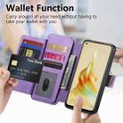 For OPPO Reno8 T 5G / A1 Pro Ring Zipper Wallet RFID Blocking MagSafe Leather Phone Case(Purple) - 3