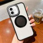 For iPhone 16 Transparent MagSafe Magnetic Holder Phone Case(Black) - 1