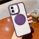 For iPhone 16 Transparent MagSafe Magnetic Holder Phone Case(Purple) - 1