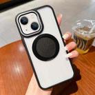 For iPhone 15 Transparent MagSafe Magnetic Holder Phone Case(Black) - 1