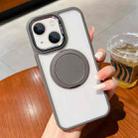 For iPhone 15 Transparent MagSafe Magnetic Holder Phone Case(Grey) - 1