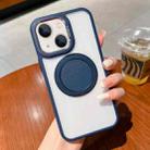For iPhone 14 Plus Transparent MagSafe Magnetic Holder Phone Case(Blue) - 1