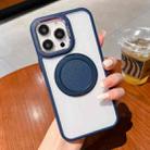 For iPhone 14 Pro Max Transparent MagSafe Magnetic Holder Phone Case(Blue) - 1