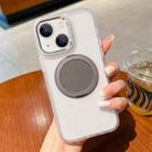For iPhone 13 Transparent MagSafe Magnetic Holder Phone Case(White) - 1