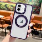 For iPhone 16 Plus Transparent MagSafe Ring Holder Phone Case(Purple) - 1