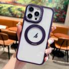 For iPhone 15 Pro Max Transparent MagSafe Ring Holder Phone Case(Purple) - 1