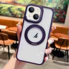 For iPhone 15 Plus Transparent MagSafe Ring Holder Phone Case(Purple) - 1