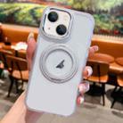 For iPhone 14 Plus Transparent MagSafe Ring Holder Phone Case(White) - 1