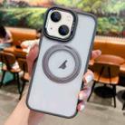 For iPhone 14 Plus Transparent MagSafe Ring Holder Phone Case(Grey) - 1